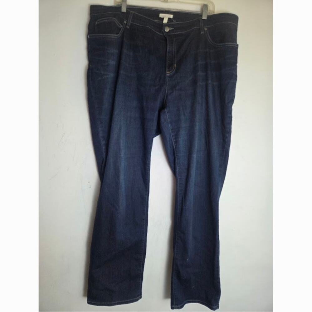 Eileen Fisher Dark Wash Straight Leg Organic Cotton Midrise Jeans size 20W